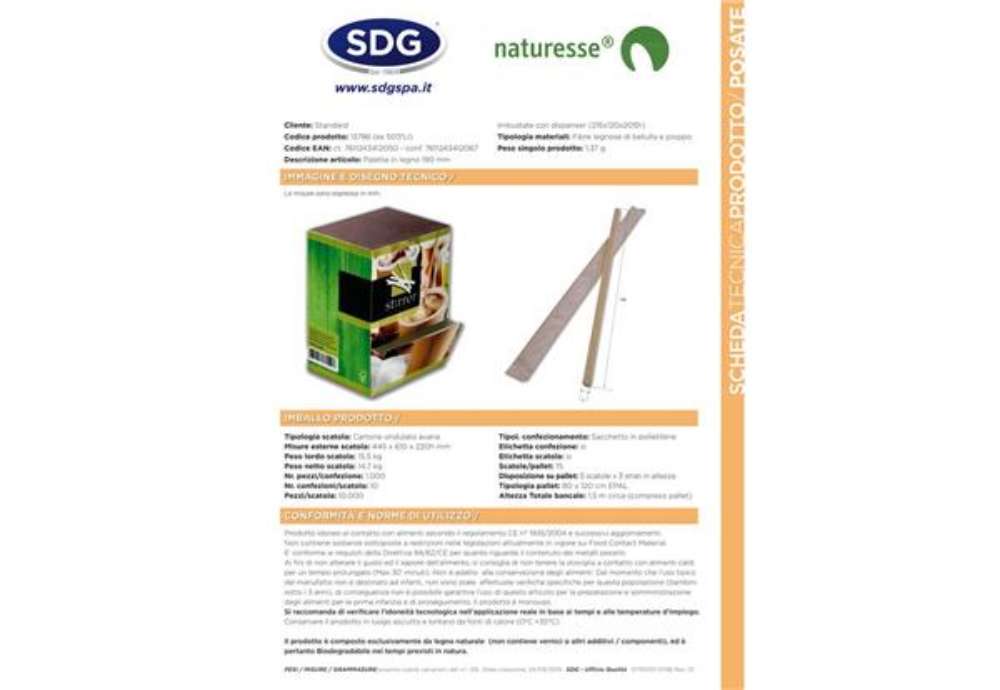 Immagine di Palette in legno BIO monouso 190 mm imbustate con dispenser Scatolificio del Garda in conf. da 1000