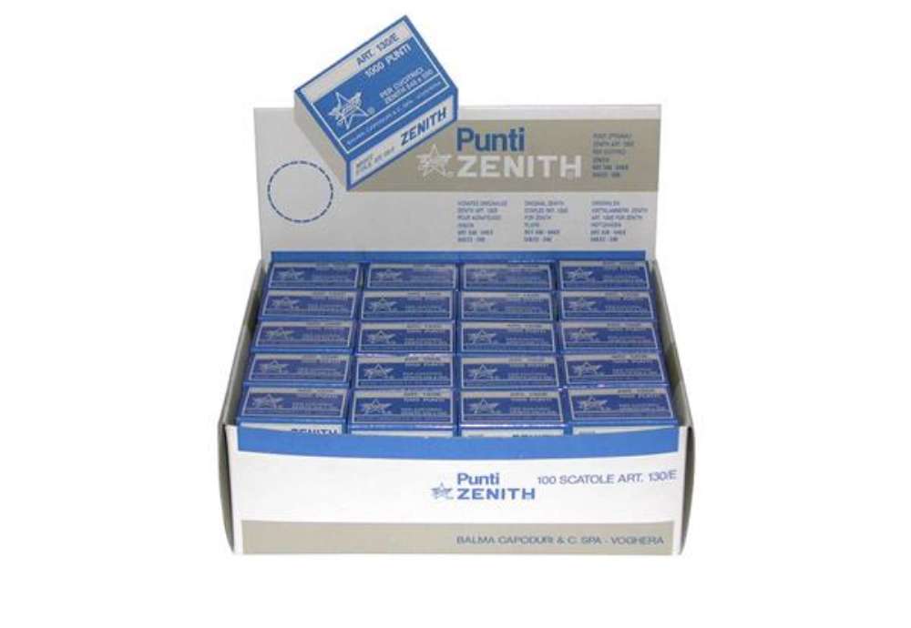 Immagine di Espositore 100.000 punti Zenith per cucitrice 130/e S100 - 100 scatole da 1000/cad. - acciaio natura