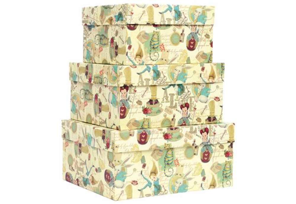 Immagine di Set scatole regalo medi - dimensioni assortite - fantasia Alice - Kartos - conf. 3 pezzi