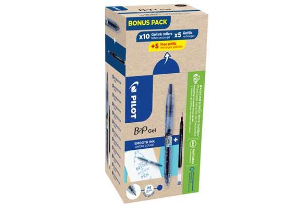 Immagine di Roller gel B2P Ecoball BeGreen - punta 0,7 mm - 10 refill B2P inclusi - blu - Pilot - conf. 20 pezzi