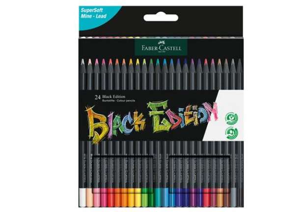 Immagine di Matite colorate triangolare Black Edition - colori assortiti - Faber-Castell - conf.24 pezzi