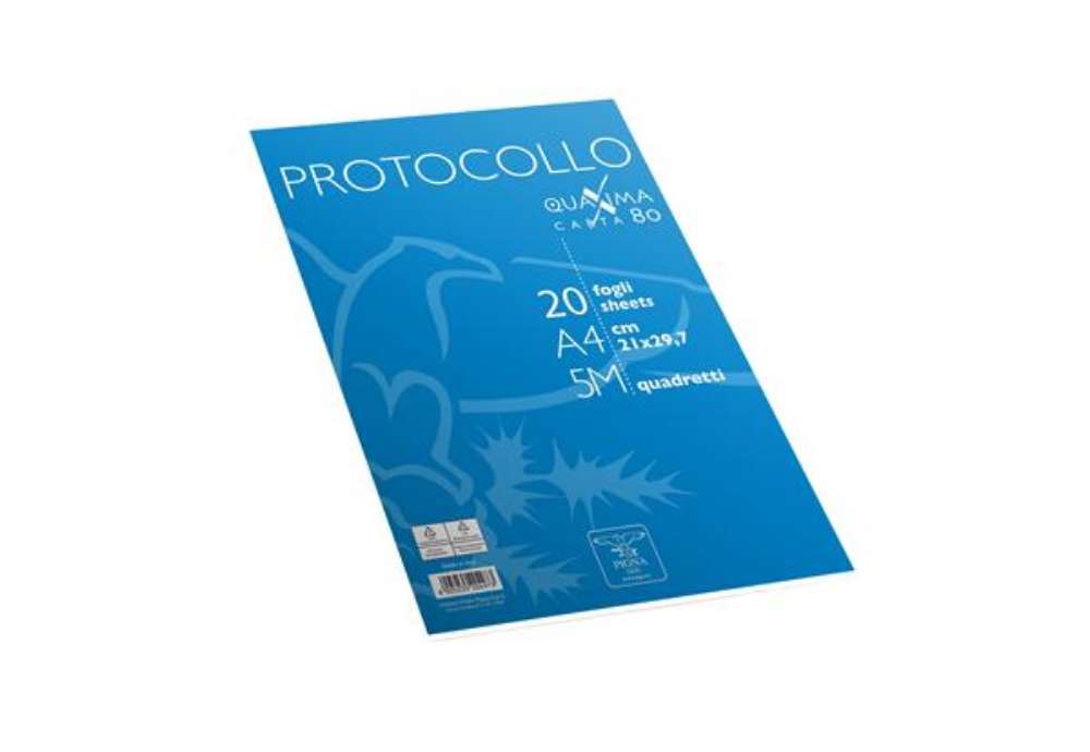 Immagine di Fogli protocollo Quaxima - A4 - 5 mm - 80 gr - Pigna - conf. 20 pezzi