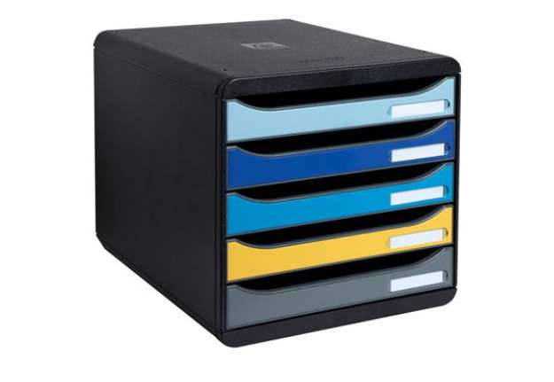 Immagine di Cassettiera Big Box Plus Bee Blue - 5 cassetti A4 - nero/multicolore - Exacompta