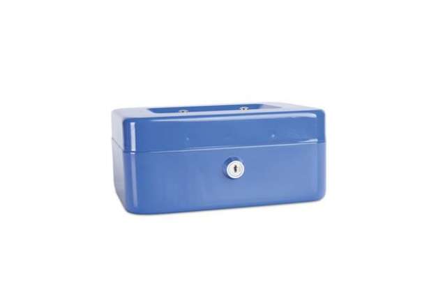 Immagine di Cassetta portadenaro in metallo con serratura 200x90x160 mm Donau blu 5232001PL-10