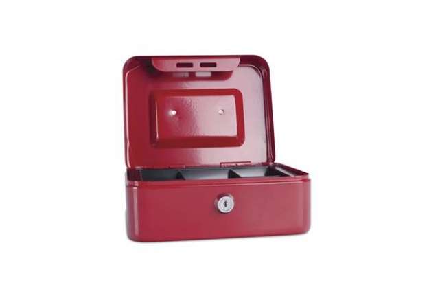 Immagine di Cassetta portadenaro in metallo con serratura 200x90x160 mm Donau rosso 5232001PL-04