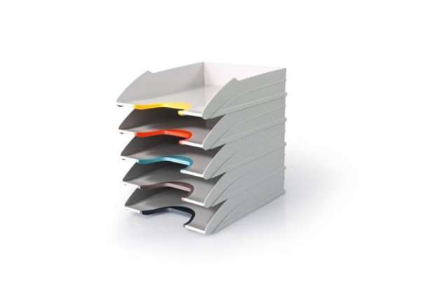 Immagine di Vaschette porta documenti Durable VARICOLOR® MIX TRAY SET A4 grigio conf. 5 pezzi - 7704-27