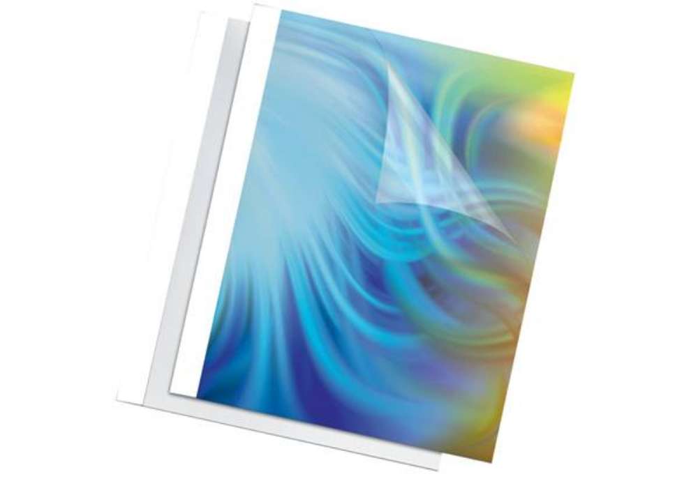 Immagine di Termocopertina trasparente A4 per rilegatura termica in PVC - 150 gr/mq - Fellowes dorso1,5 mm conf.