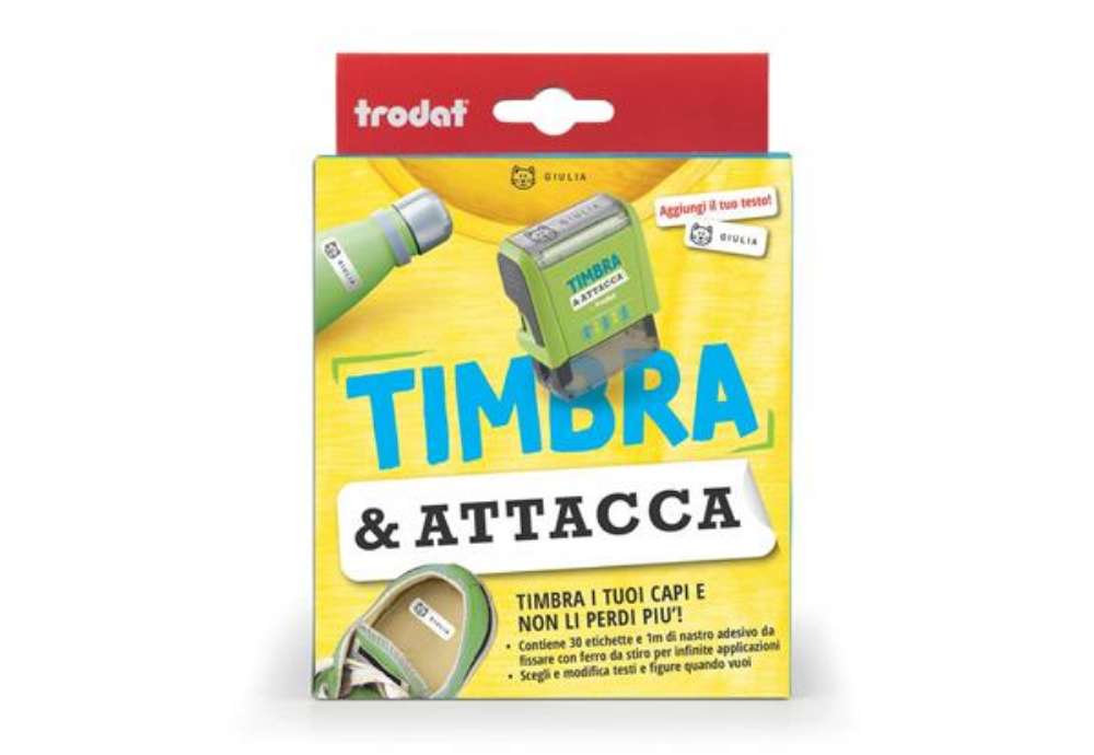 Immagine di Timbro componibile Timbra & Attacca Trodat nero - misure e set assortiti 180221