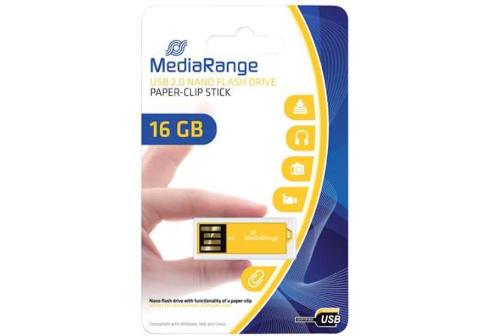 Immagine di Chiavetta USB 2.0 nano - 16 Gb Media Range giallo MR976
