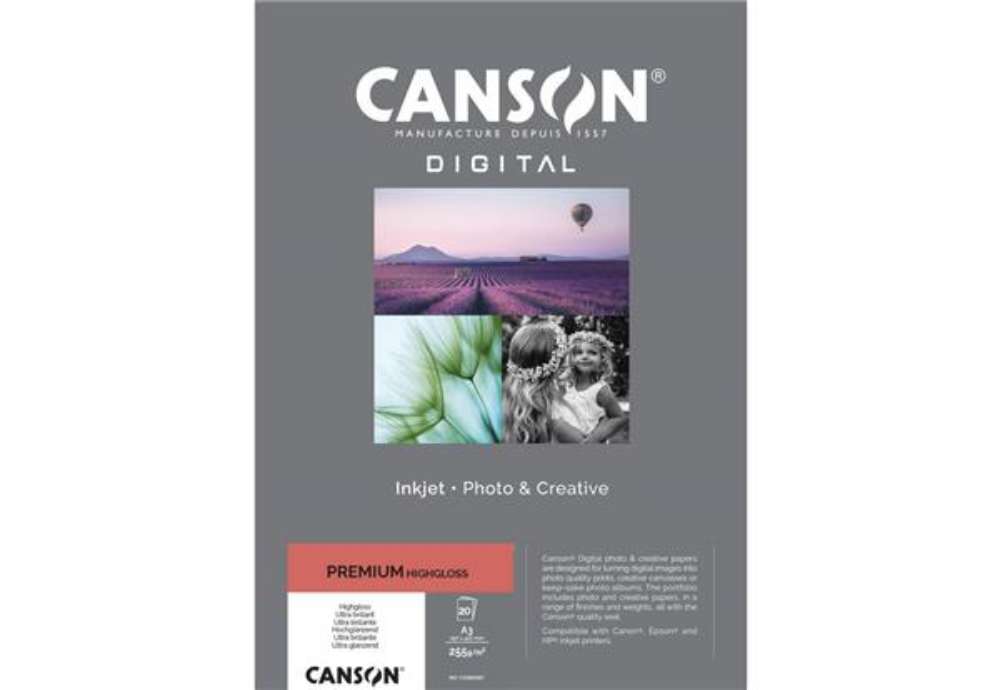 Immagine di Carta fotografica Canson Premium bianca 20 fogli -  255 g/m²  HighGloss RC A3 - C33300S007