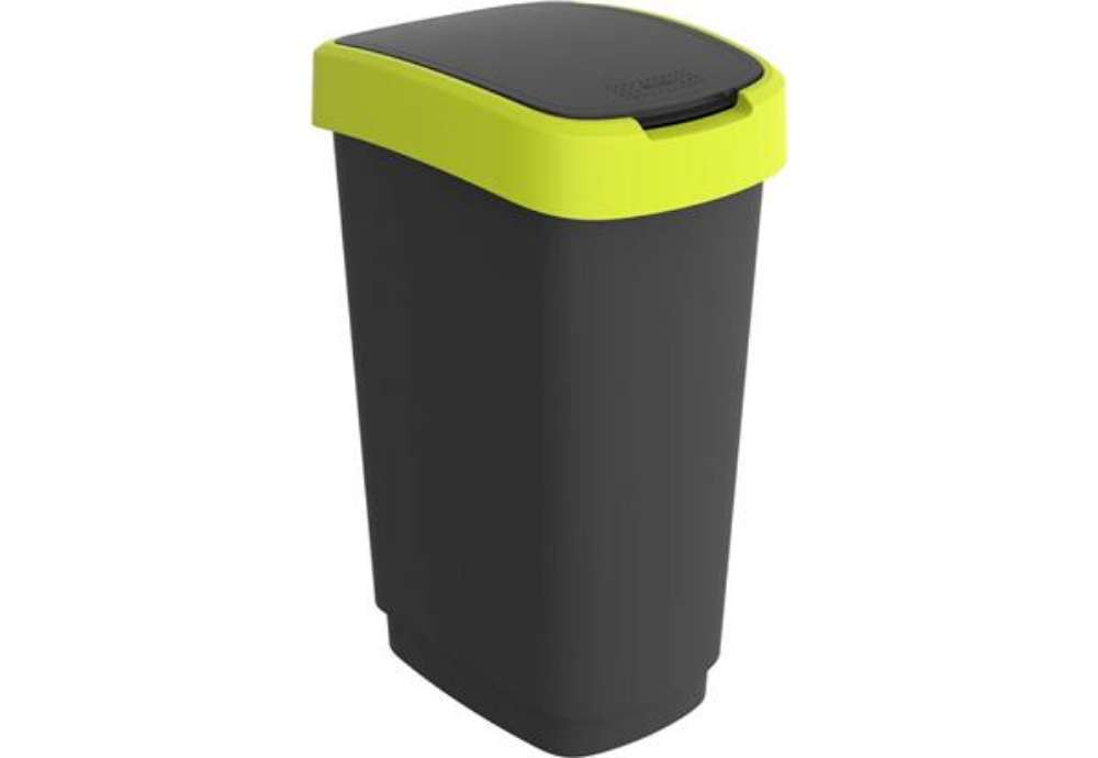 Immagine di Cestino gettacarte Rotho Twist con coperchio basculante 50 L lime verde F600321