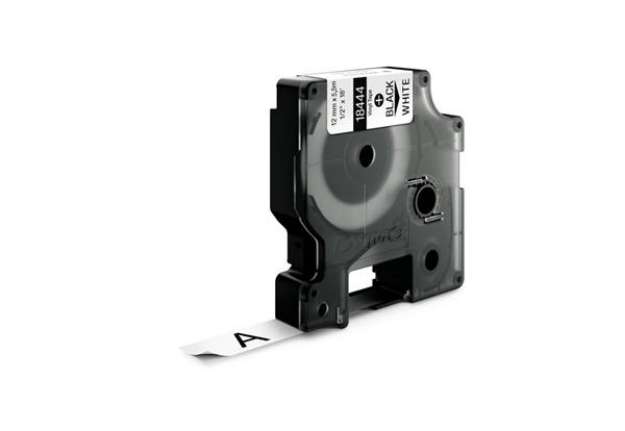 Immagine di Nastro in vinile per etichettatrice Rhino - colore nero/bianco Dymo 12 mm x 5,5 mt - 18444