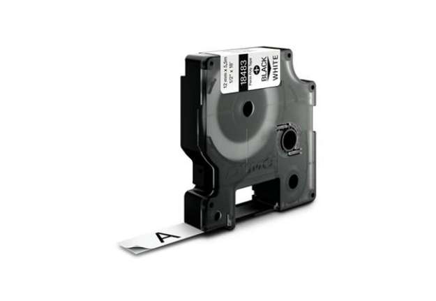 Immagine di Nastro in poliestere per etichettatrice Rhino - colore nero/bianco Dymo 12 mm x 5,5 mt - 18483
