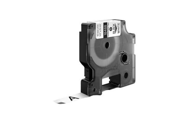 Immagine di Nastro in Nylon per etichettatrice Rhino colore nero/bianco Dymo 12 mm x 3,5 mt 18488