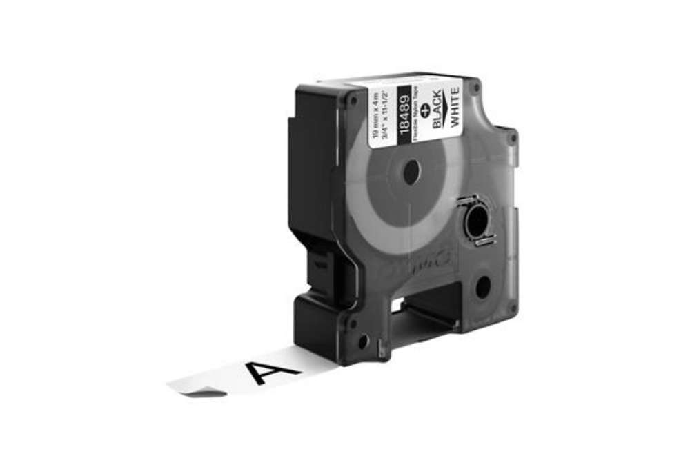 Immagine di Nastro in Nylon per etichettatrice Rhino colore nero/bianco Dymo 19 mm x 3,5 mt 18489