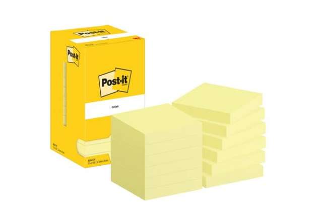 Immagine di Foglietti riposizionabili Giallo Canary Post-it® Notes 76x76 mm - 12 blocchetti da 100 ff  - 654 CY