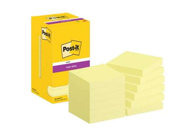 Immagine di Foglietti riposizionabili Super Sticky Notes Post-it® Giallo Canary - 76x76 mm 12 blocchetti da 90 f