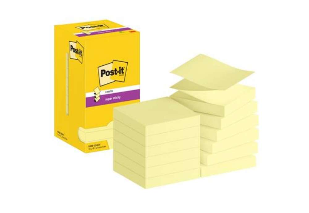 Immagine di Foglietti riposizionabili Z-Notes Super Sticky Post-it® Giallo Canary  76x76 mm 12 blocchetti da 90
