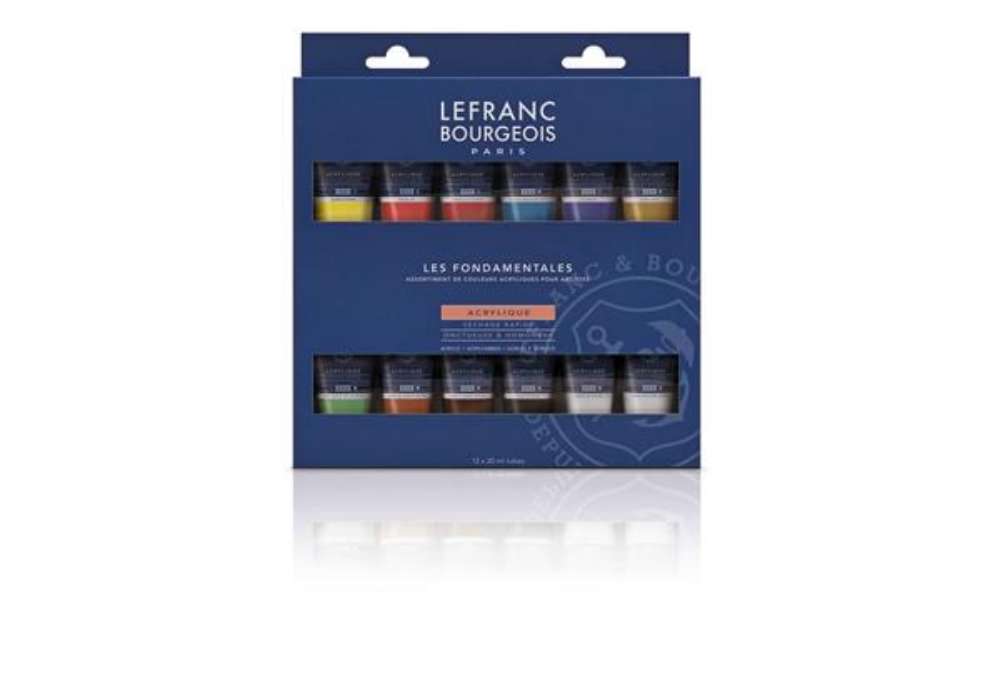 Immagine di Vernice Acrilica fine in tubetto 20 ml - Lefranc Bourgeois - colori assortiti - Conf. 12 pezzi - 300