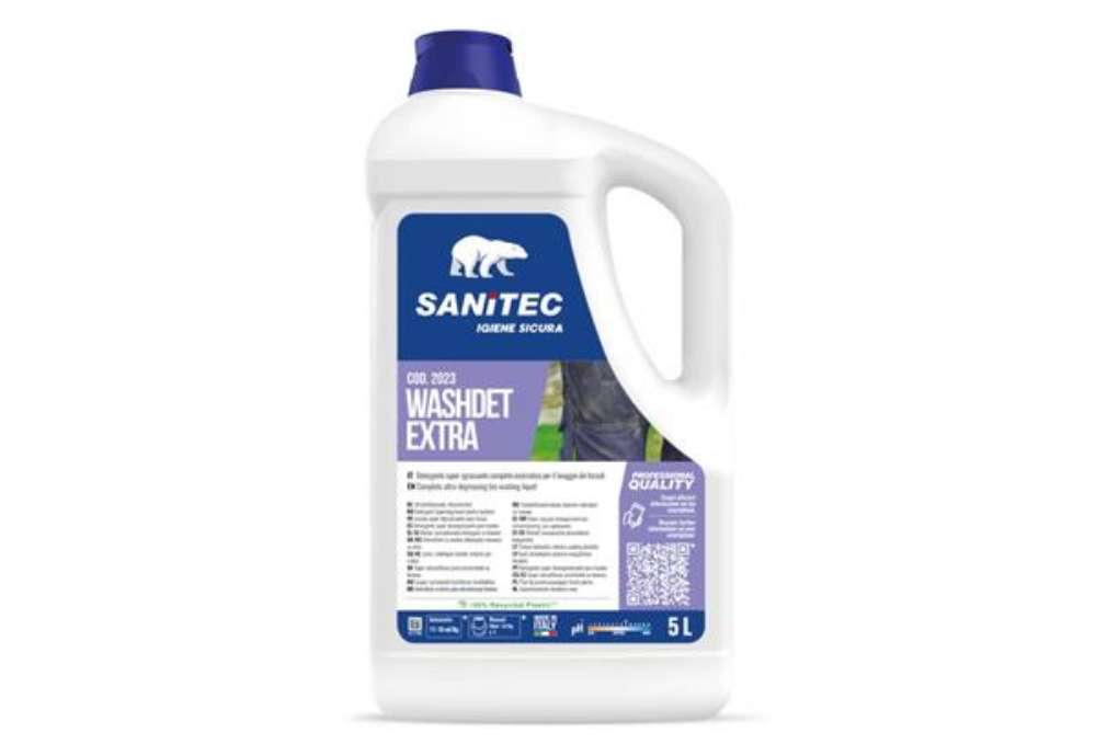 Immagine di Detergente super sgrassante completo enzimatico per il lavaggio dei tessuti Washdet Extra Sanitec 5