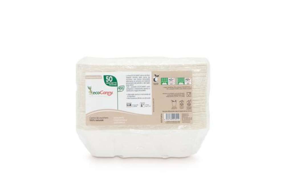 Immagine di Vaschetta patatine bio-compostabile ecoCanny Take Away bianco 173x123x40 mm conf. 50 pz - ECO-T12PCA