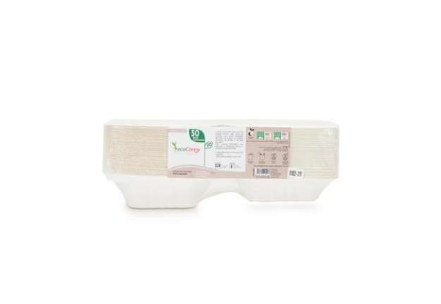 Immagine di Box hamburger bio-compostabili ecoCanny Take Away bianco 150x150x80 mm conf. 50 pz - ECO-HB06