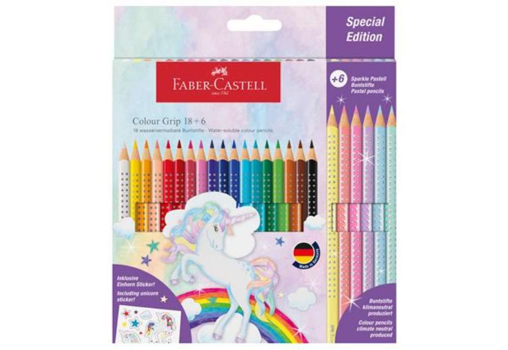 Immagine di Astuccio 18 matite Colour Grip + 6 matite Sparkle - colori assortiti - Faber-Castell