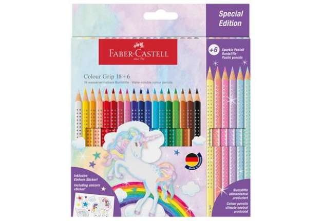 Immagine di Astuccio 18 matite Colour Grip + 6 matite Sparkle - colori assortiti - Faber-Castell