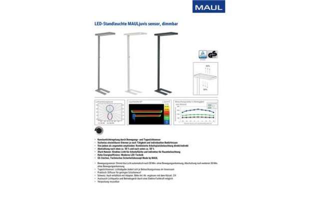 Immagine di Lampada piantana a LED dimmer con sensore movimento/crepuscolare Juvis Maul bianco - Z810051