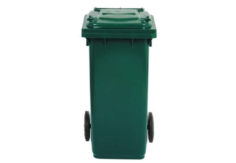 Immagine di Bidone carrellato per raccolta differenziata 120 lt con coperchio PEHD Mobil Plastic verde scuro - 1