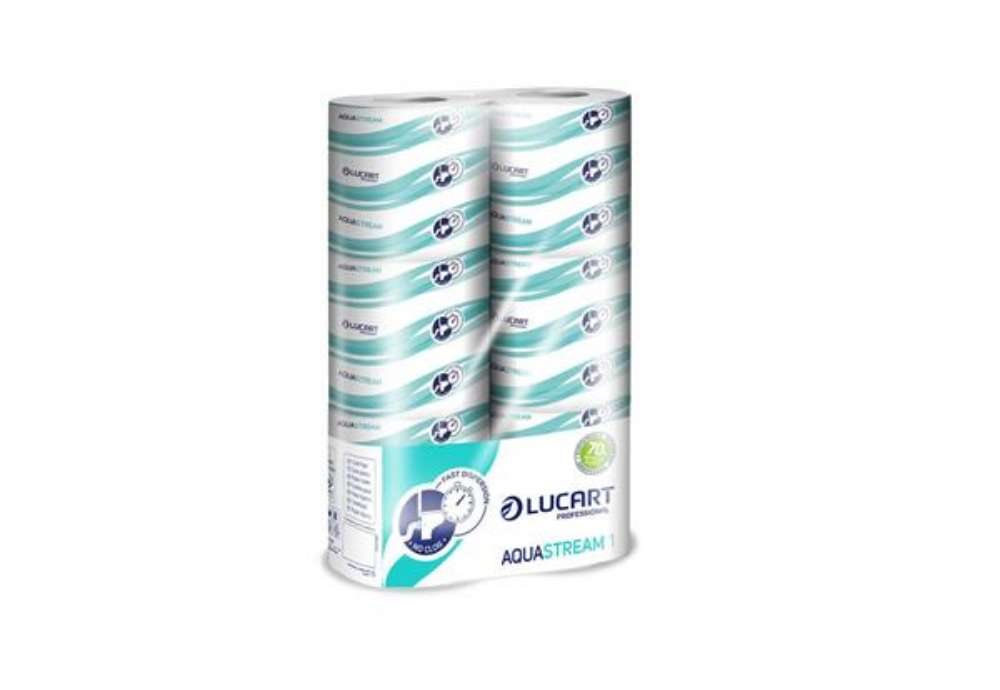 Immagine di Carta igienica fascettata Aquastream 2 veli - formato hotel - 200 strappi - Lucart Professional - co