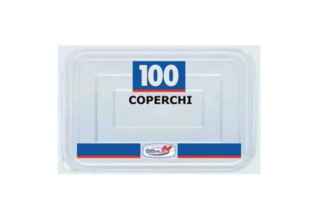 Immagine di Coperchi trasparenti polistirene C/11 conf. 100 pz Dopla 126x97 mm 28067
