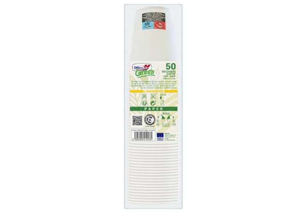 Immagine di Bicchieri Dopla Green in carta marcati - bianco 100 ml - conf. 50 pz 42158