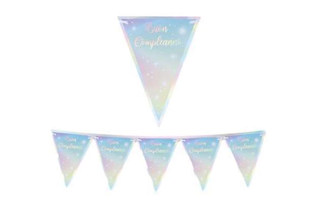 Immagine di Festone bandiere Soft Rainbow - Buon Compleanno - 3 metri - Big Party
