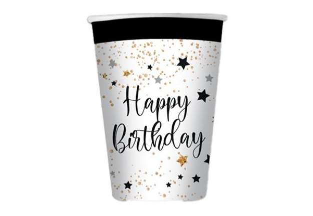 Immagine di Bicchiere Happy Birthday - 200 ml - carta - Big Party - conf. 8 pezzi