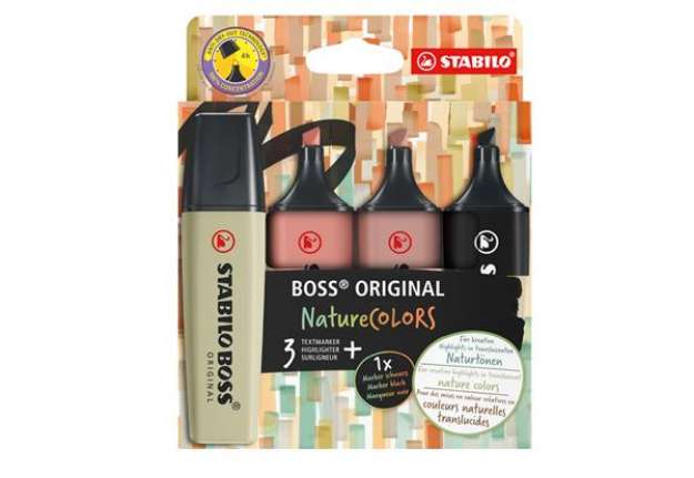 Immagine di Evidenziatori Stabilo Boss NatureColors - tratto 2 + 5 mm - colori assortiti - Stabilo - astuccio 4