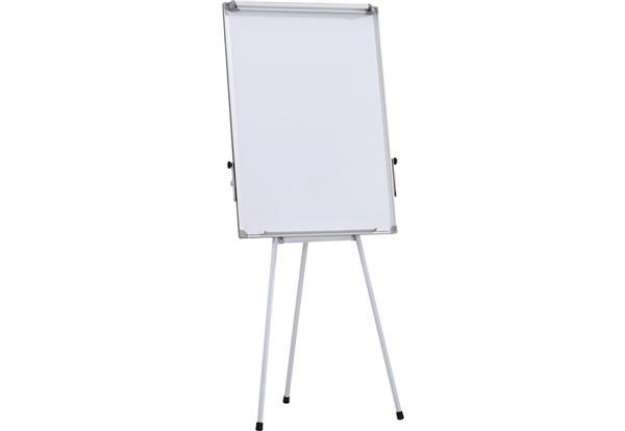 Immagine di Lavagna magnetica cancellabile a secco con fogli mobili, cornice in alluminio e treppiede Office Pro