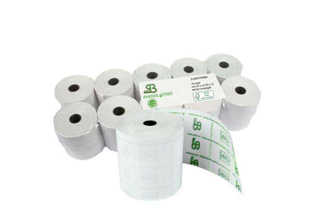 Immagine di Rotolo per registratore cassa - lunga durata - 57,5 mm x 80 m - diametro esterno 77 mm - anima 12 mm