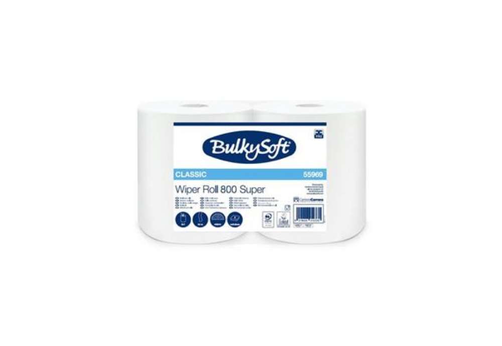 Immagine di Bobina multiuso 2 veli Bulkysoft Wiper Roll 800 Super in cellulosa 84 m - conf. 2 rotoli - 55969.E20