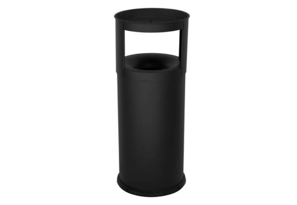 Immagine di Gettacarte autoestinguente con posacenere - 40 L - diametro 31 cm - H 80 cm - acciaio - nero - Stilc