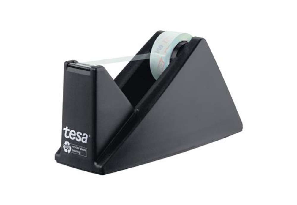 Immagine di Dispenser da tavolo Crystal recycled - per nastri da 33 m - rotolo 19 mm x 10 m incluso - Nero - Tes
