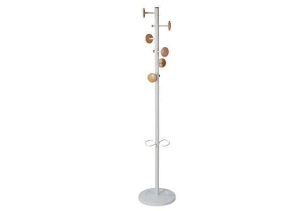 Immagine di Appendiabiti a 6 ganci Music + 3 miniganci 175cm - bianco/legno - Alba