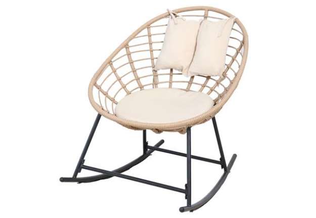 Immagine di Poltrona dondolo Tahiti - polyrattan naturale - Garden Friend
