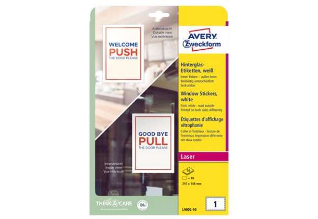 Immagine di Etichette adesive per finestre - in carta - con pellicola - laser - rimovibili - 210 x 148 mm - 1et/