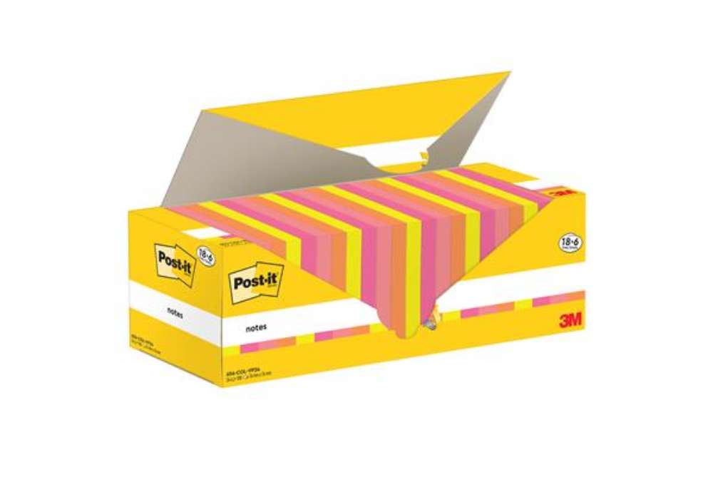 Immagine di Blocco foglietti Post-it - 654-COL-VP24 - 76  x 76 mm - colori assortiti - 90 fogli - Post-it - conf
