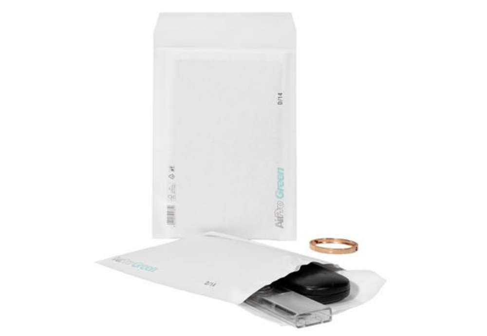 Immagine di Busta imbottita AirPro Green - D/14 (20 x 26,5 cm) - carta - bianco - Bong Packaging - conf. 100 pez