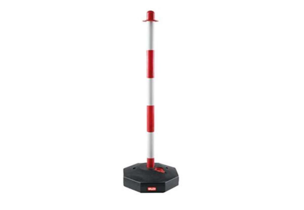 Immagine di Colonnina segnaletica con base riempibile - H 85 cm - bianco/rosso - Valex