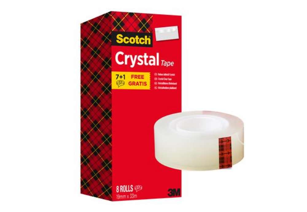 Immagine di Nastro adesivo Scotch Crystal 600 - 19 mm x 33 m - acrilico - trasparente - Scotch - Value Pack 7+1