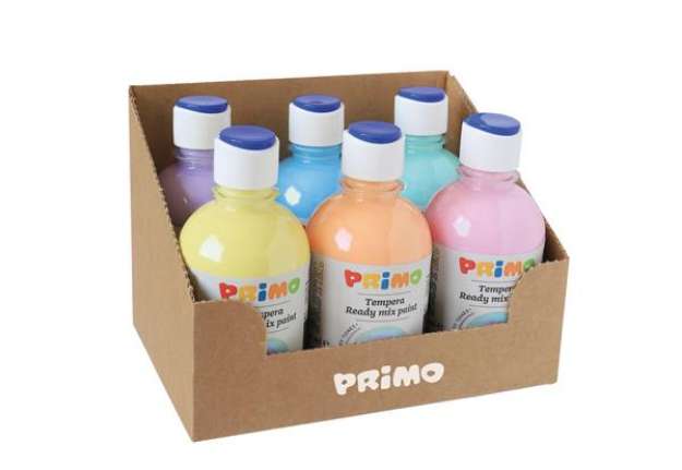 Immagine di Tempera brillante pastello - 300 ml - colori pastel assortiti - Primo - box 6 colori