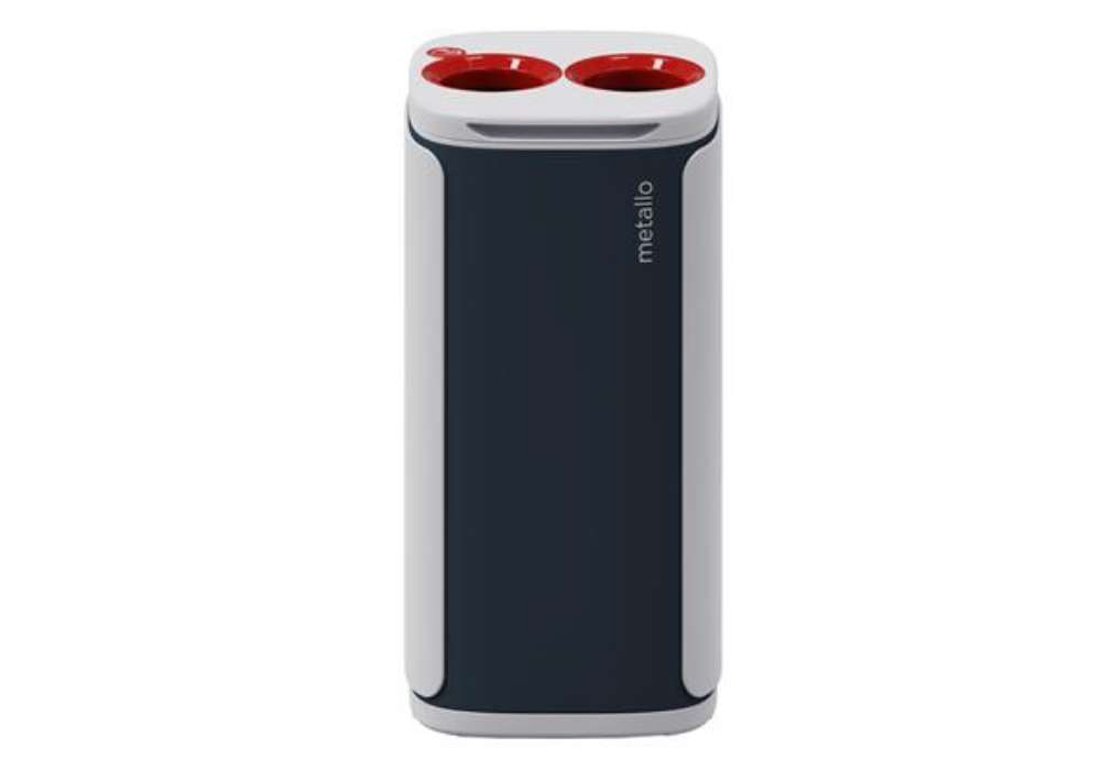 Immagine di Cestino gettacarte Wastee - per raccolta differenziata - 60 L - Rosso/metallo - Kobra